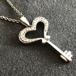 Key pendant Real diamonds and silver